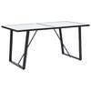 vidaXL Dining Table | White with marble pattern, Black frame
