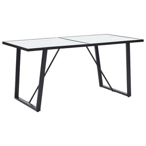 vidaXL Dining Table | White with marble pattern, Black frame
