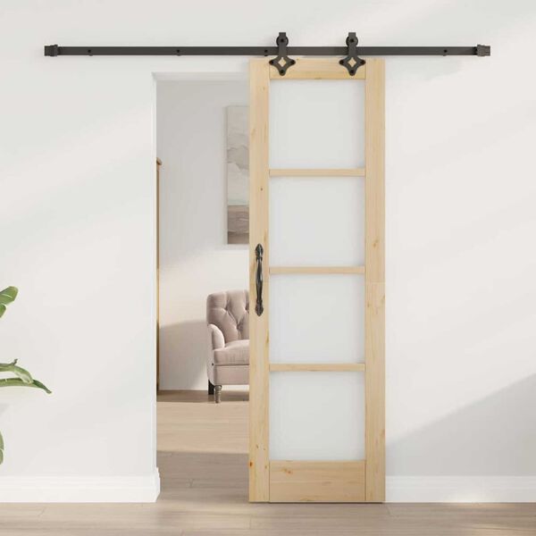 vidaXL Sliding Door ORKDAL Natural and Black 61 x 198.5 cm