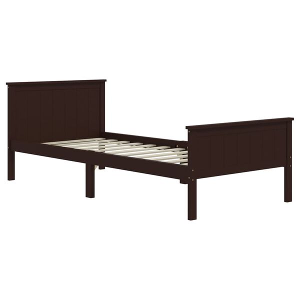 vidaXL Bed Frame without Mattress Dark Brown Solid Wood Pine 100x200 cm