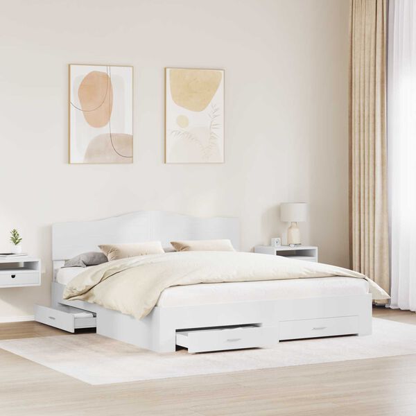 vidaXL Bed Frame with Headboard White 180 x 200 cm Engineered Wood