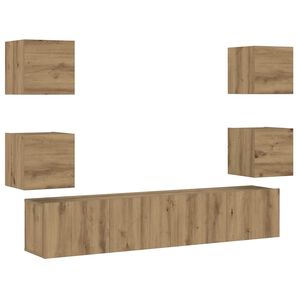 vidaXL 6 Piece Wall-mounted TV Cabinet Set Artisan Oak Engineered Wood