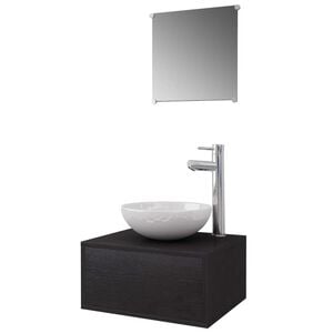 vidaXL Four Piece Bathroom Furniture Set with Basin with Tap Black