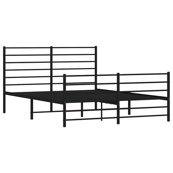 vidaXL Metal Bed Frame without Mattress with Footboard Black 120x200cm