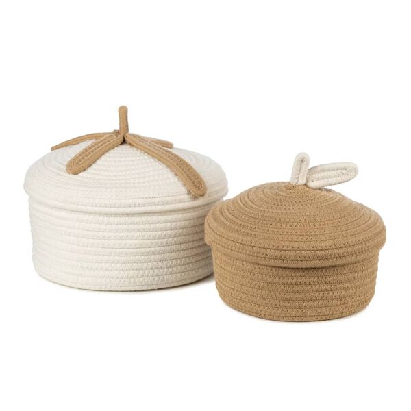 KidsDepot 2 Piece Baskets Set Bowie Cotton Rope Natural