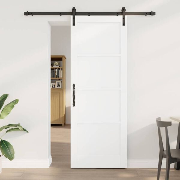 vidaXL Sliding Door White and Black 78 x 211 cm Solid Pine Wood