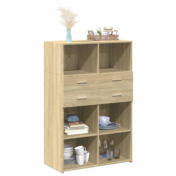vidaXL Highboard Sonoma Oak 80x42.5x124 cm Engineered Wood