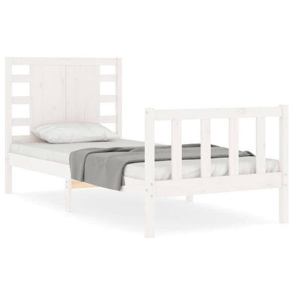 vidaXL Bed Frame without Mattress White Small Single Solid Wood Pine