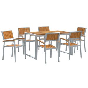 vidaXL Garden Dining Set 7 pcs Grey Solid Acacia Wood