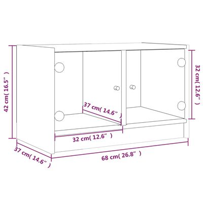 vidaXL TV Cabinet with Glass Doors Grey Sonoma 68x37x42 cm