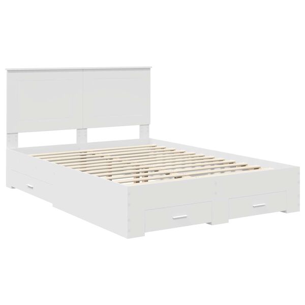 vidaXL Bed Frame with Headboard White 150 x 200 cm Engineered Wood