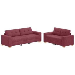 vidaXL Sofa 2 pcs Wine Red 221 x 80 x 80 cm Fabric