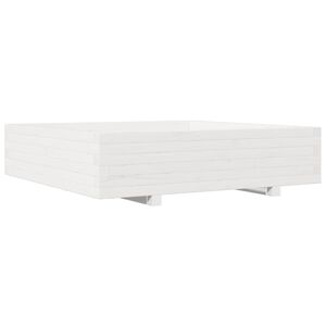 vidaXL Garden Planter White 100x100x26.5 cm Solid Wood Pine