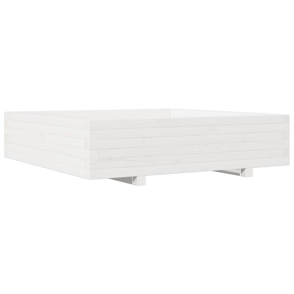 vidaXL Garden Planter White 100x100x26.5 cm Solid Wood Pine