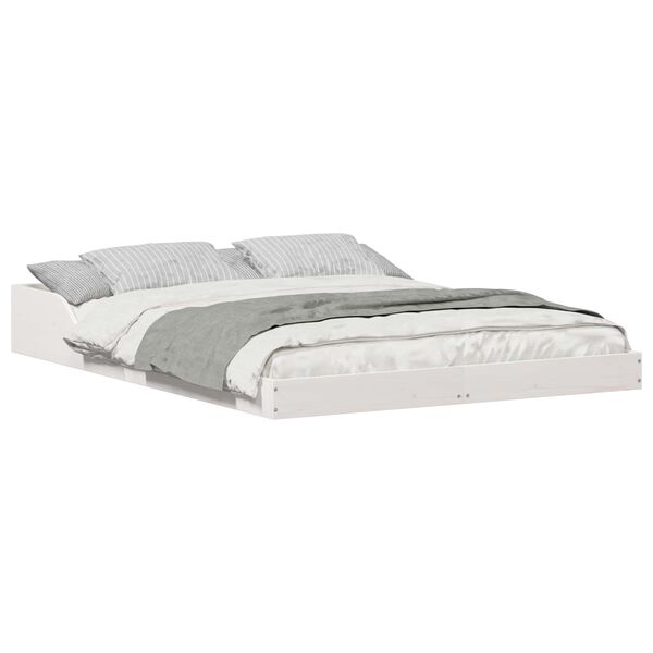 vidaXL Bed Frame White 140 x 190 cm Solid Pine Wood