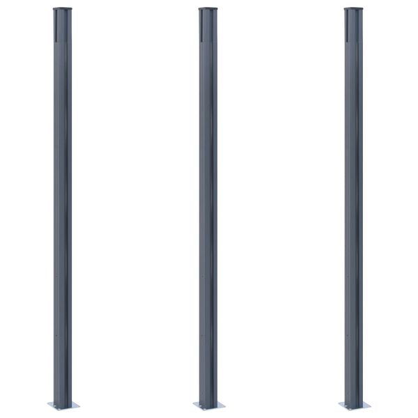 vidaXL Fence Posts 3 pcs Dark Grey 185 cm Aluminium