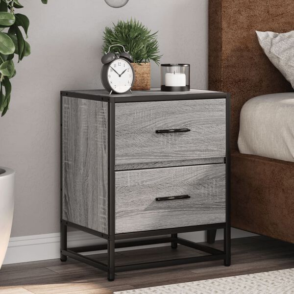 vidaXL Bedside Cabinet Grey Sonoma 40x31x50 cm Engineered Wood