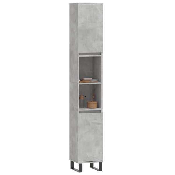 vidaXL Bathroom Cabinet Concrete Grey 30x30x190 cm Engineered Wood