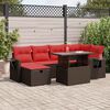 vidaXL 7 Piece Garden Sofa Set with Cushions Brown Poly Rattan Acacia