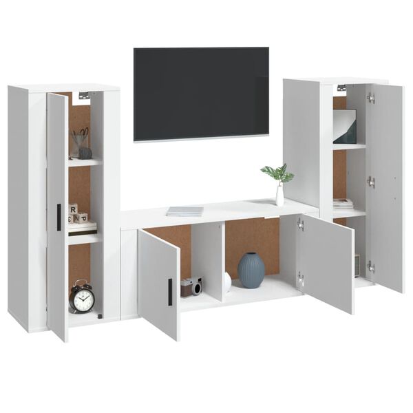 vidaXL 3 Piece TV Cabinet Set White Engineered Wood