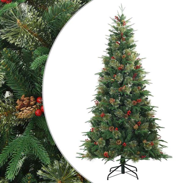 vidaXL Artificial Hinged Christmas Tree Green 210 cm PVC, PE and Steel