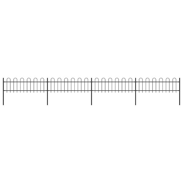 vidaXL Garden Fence with Hoop Top Steel 714.5x60 cm Black