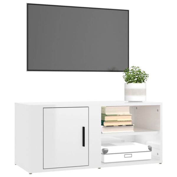 vidaXL TV Cabinet High Gloss White 80x31,5x36 cm Engineered Wood