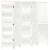 vidaXL Room Divider&nbsp;5 Panels White Solid Wood Paulownia