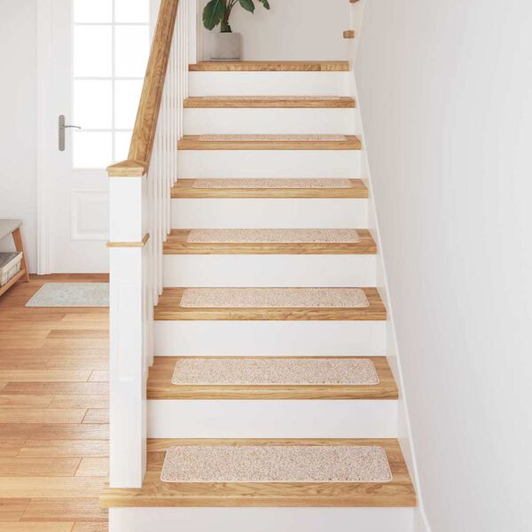 vidaXL Anti-slip Stair Mats Rectangular 15 pcs Cream 75 x 20 cm PP