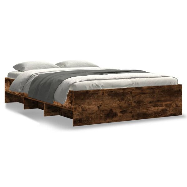 vidaXL Bed Frame without Mattress Smoked Oak 140x200 cm Engineered Wood