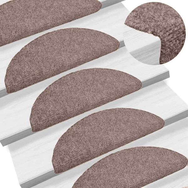 vidaXL Stair Mats Self-adhesive 20 pcs 65x21x4 cm Light Brown Half Round Large