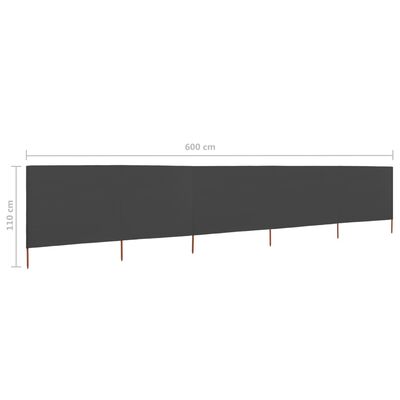 vidaXL 5-panel Wind Screen Fabric 600x80 cm Anthracite
