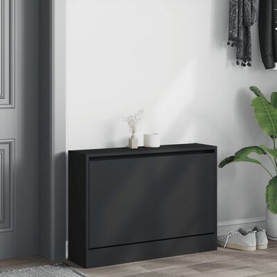 vidaXL Shoe Cabinet Black 80x21x57 cm Engineered Wood