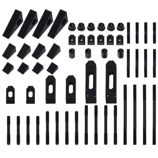 vidaXL 58 Pieces Clamping Set Steel T Slot M10