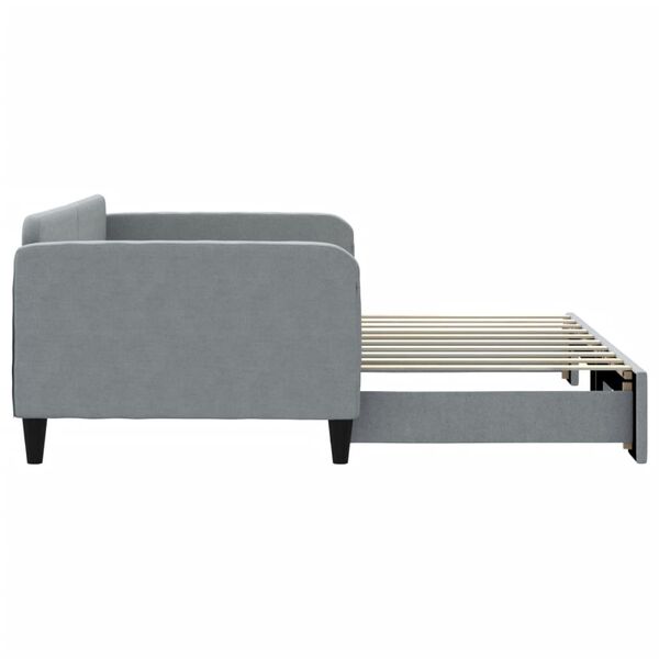 vidaXL Daybed with Trundle without Mattress Light Grey 90x190 cm Single