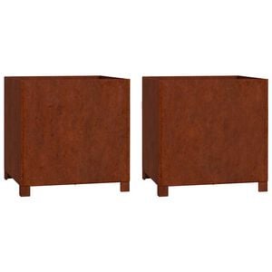 vidaXL Planters with Legs 2 pcs Rusty 50x50x50 cm Corten Steel