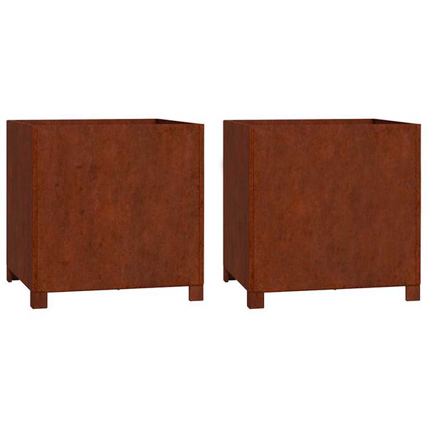 vidaXL Planters with Legs 2 pcs Rusty 50x50x50 cm Corten Steel