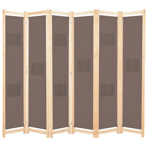 vidaXL 6-Panel Room Divider Brown 240x170x4 cm Fabric