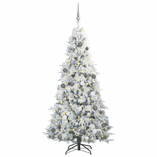 vidaXL Artificial Hinged Christmas Tree White 210 cm PE and PVC