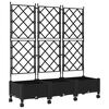 vidaXL Garden Planter with Trellis&Wheels 3 pcs Black PP