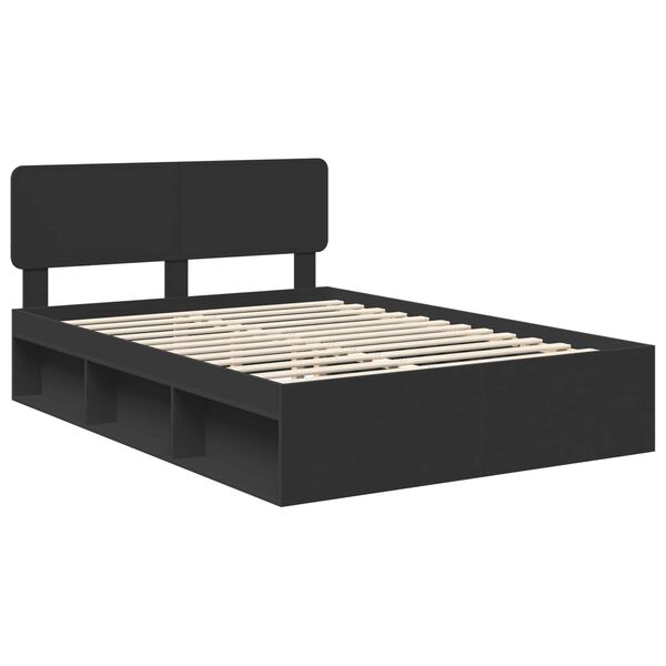 vidaXL Bed Frame with Headboard Black 160 x 200 cm Solid Pine Wood