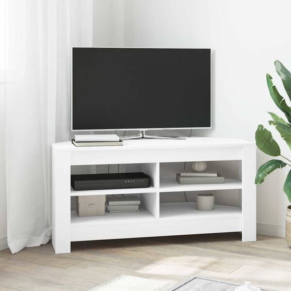 vidaXL Corner TV Cabinet White 102 x 40.5 x 45 cm Engineered Wood