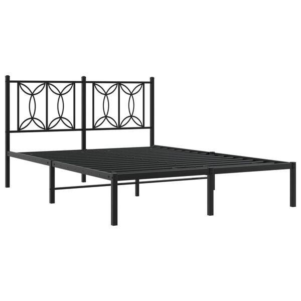 vidaXL Metal Bed Frame without Mattress with Headboard Black 140x200cm