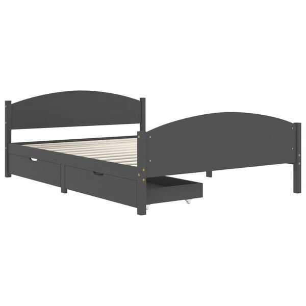 vidaXL Bed Frame without Mattress Dark Grey Solid Wood Pine 160x200 cm (322050+321990)