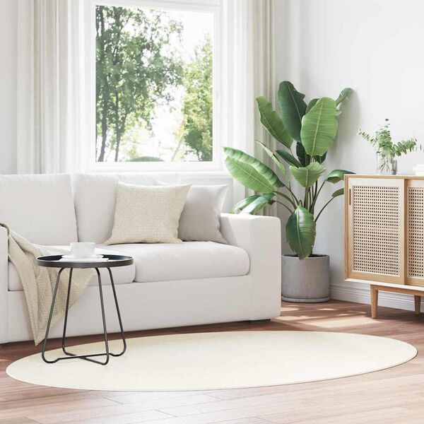 vidaXL Area Rugs Oval HUARTE Cream 200 x 140 cm 100% Polyester