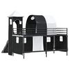 vidaXL Kids'Loft Bed Frame with Curtains, Arch, Slide, Tower Black