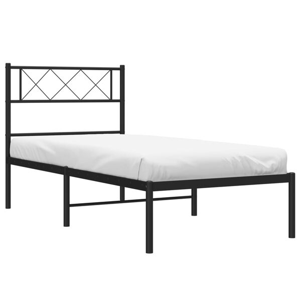 vidaXL Metal Bed Frame without Mattress with Headboard Black 100x200cm