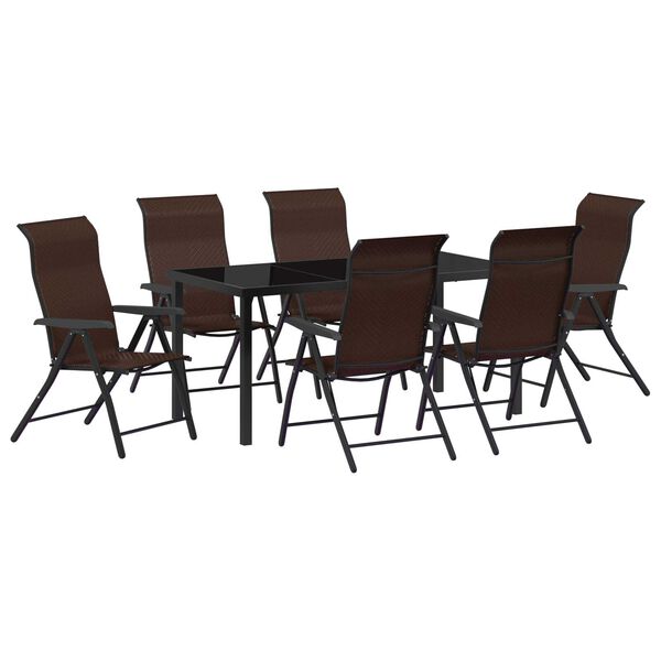 vidaXL Garden Dining Set Height-Adjustable 7 pcs Brown Poly rattan