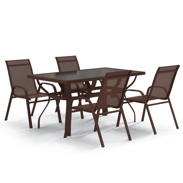 vidaXL 5 Piece Garden Dining Set Brown and Black
