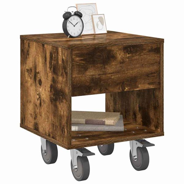 vidaXL Bedside Table Smoked Oak 40.5 x 40 x 48 cm Engineered Wood